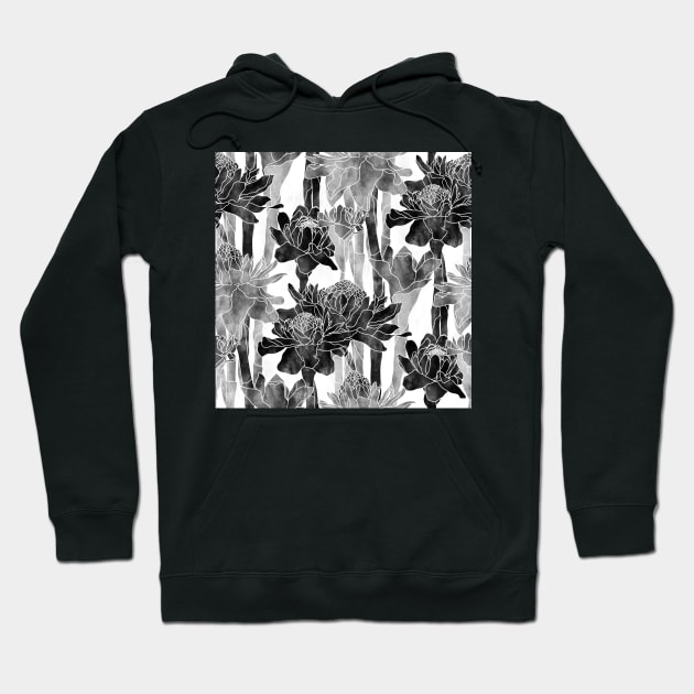 White Torch Ginger Flowers Hoodie by Carolina Díaz